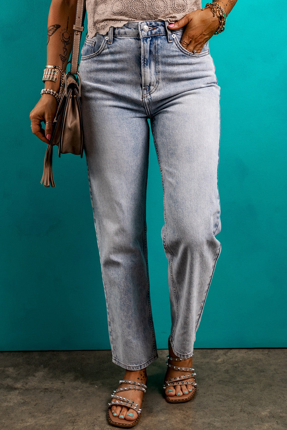 Acid Wash Straight Jeans | Beau Blue