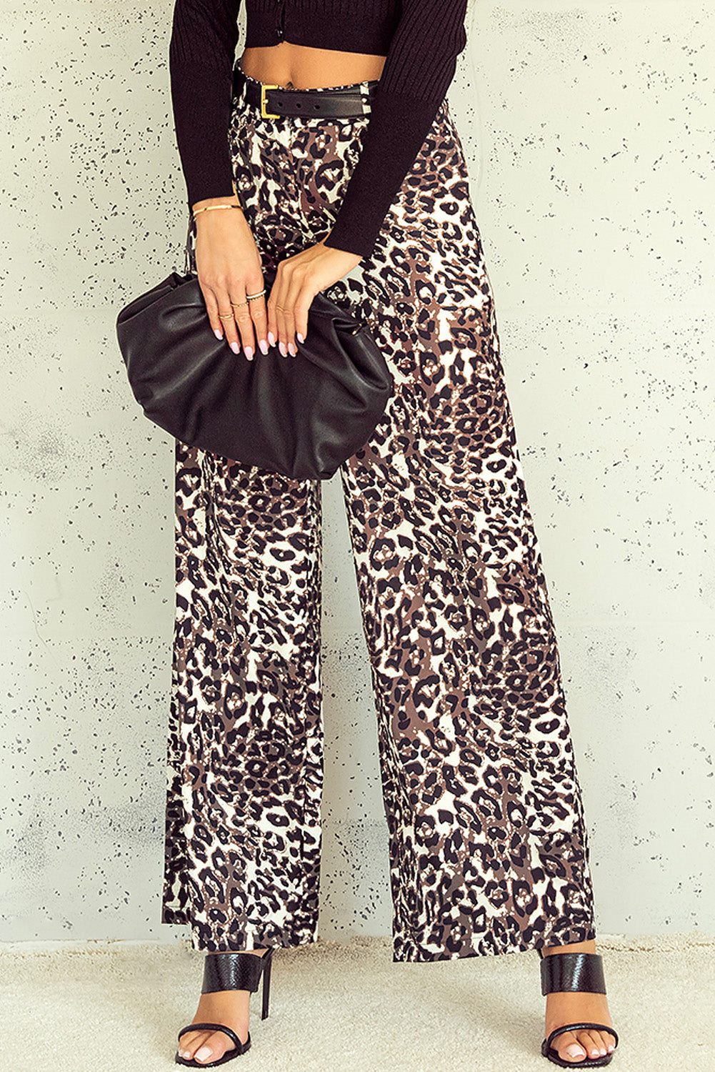 High Waist Wide Leg Pants | Leopard