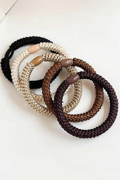 5Pcs Solid High Elastic Hair Tie | Camel