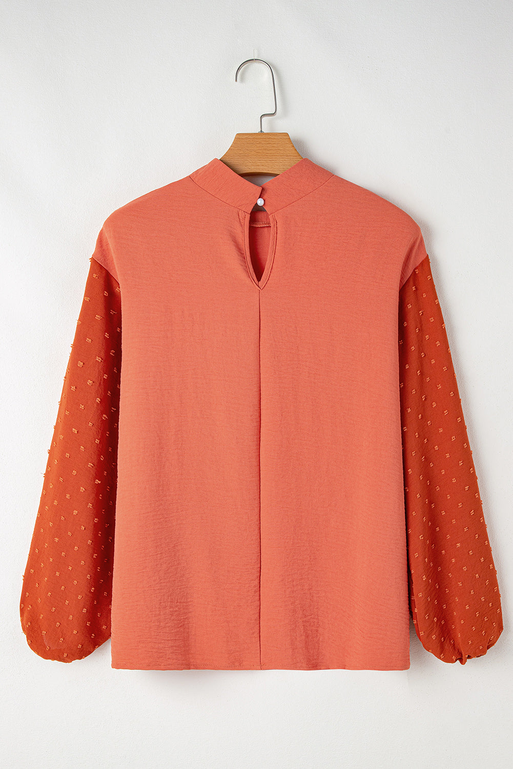 Swiss Dot Balloon Sleeve Loose Blouse | Russet Orange