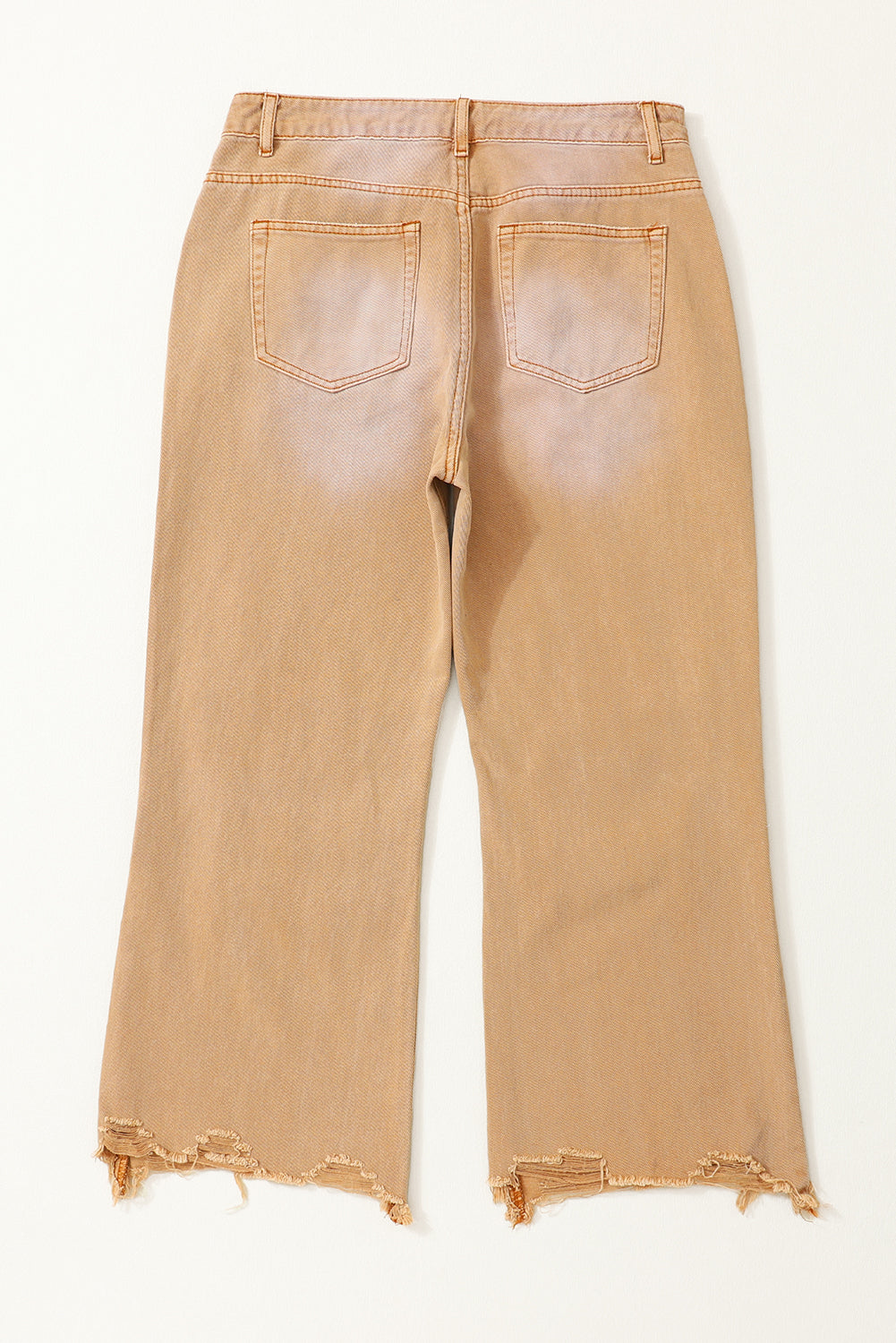 Distressed Hollow-Out High Waist Cropped Flare Jeans | Brown