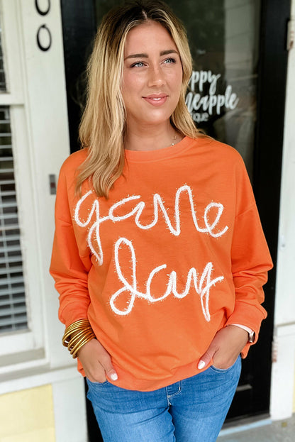 Tinsel Game Day Drop Shoulder Graphic Sweatshirt | Russet Orange