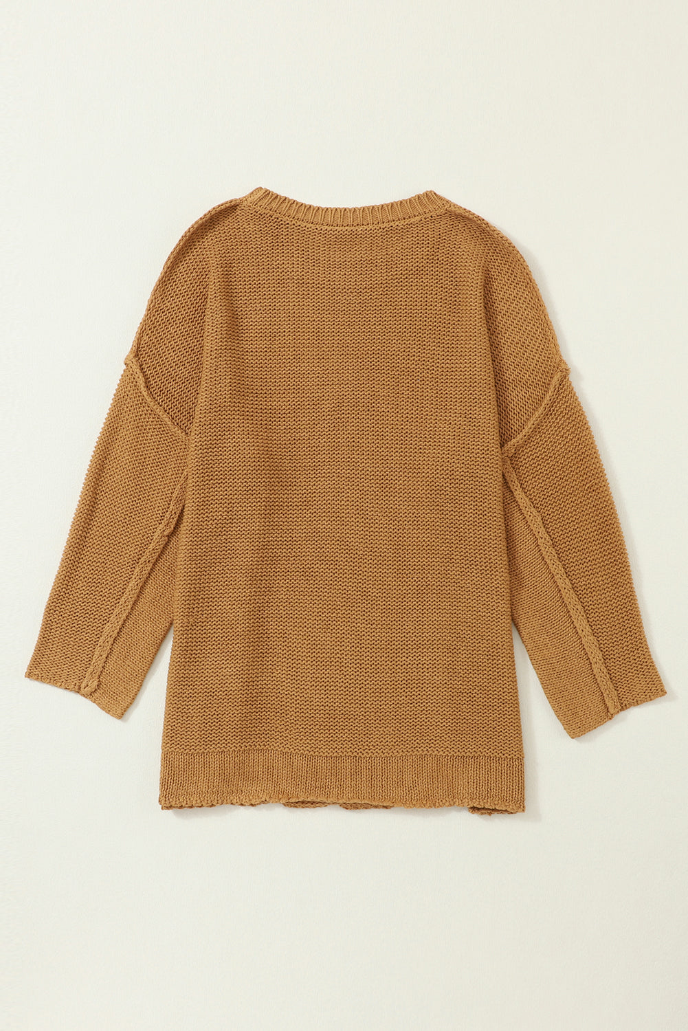 Slouchy Textured Knit Loose Sweater | Brown