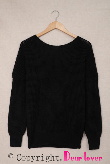 Cross Back Hollow-Out Sweater | Black