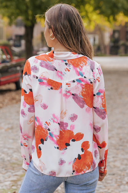 Abstract Print Long Sleeve Button-Down Shirt | Multicolour