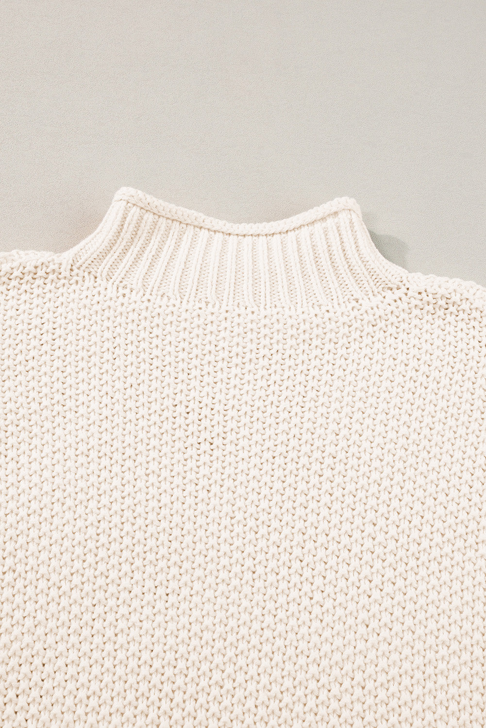 High Neck Bat Short Sleeve Sweater | Beige