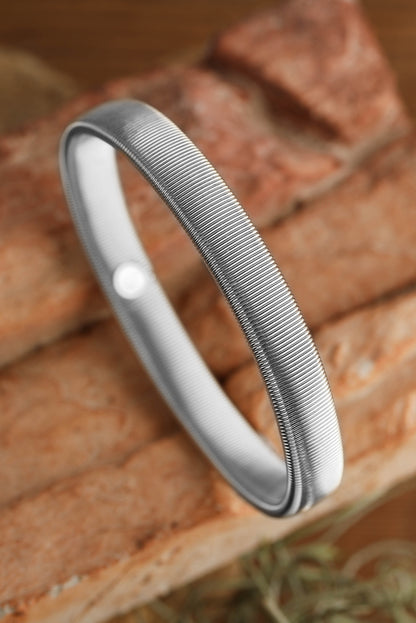 Silvery Stretchy Plated Metal Wide Bangle