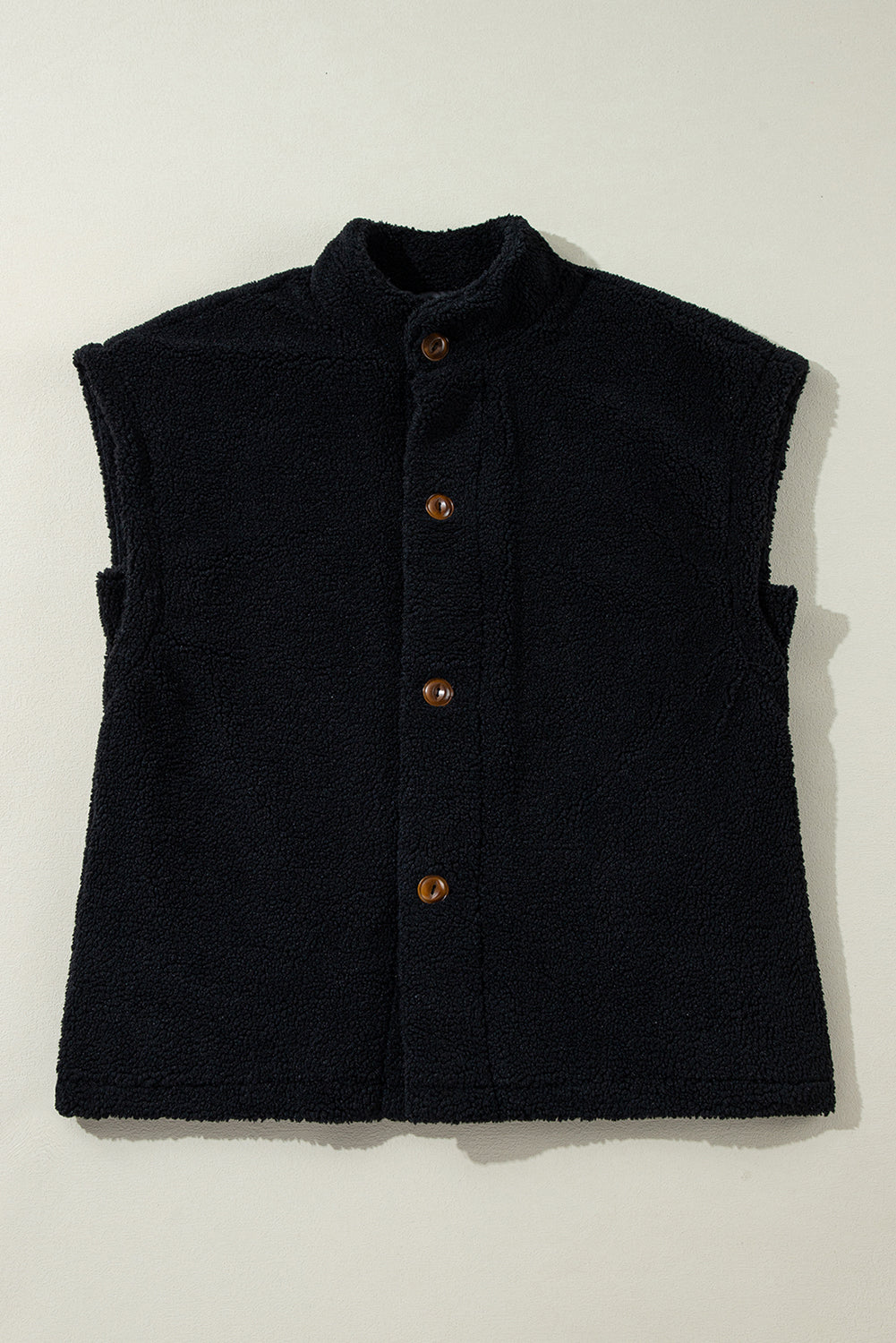 Sherpa Stand Collar Jacket Vest | Black