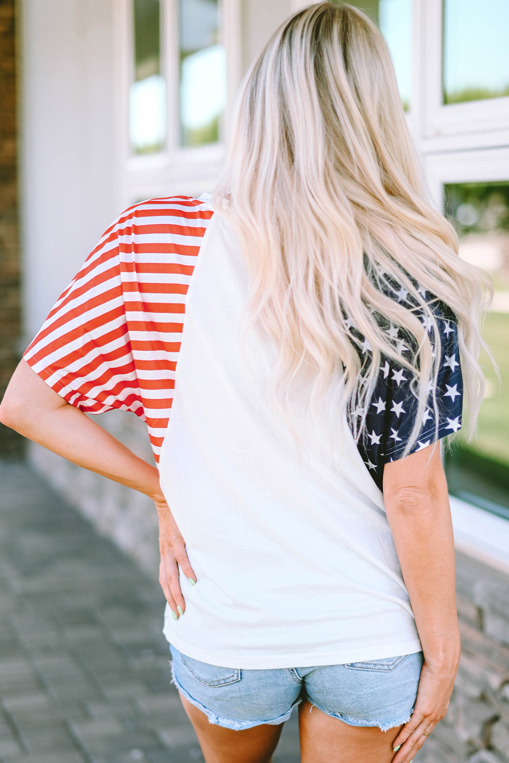 The Us Stars And Stripes V Neck Tee | White