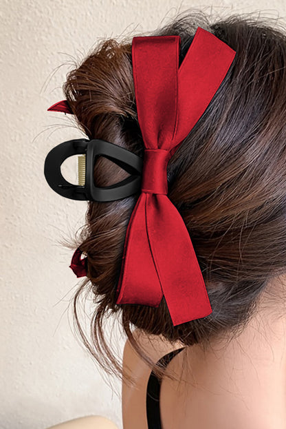 Fiery Red Bow Decor Large Hair Claw Clip