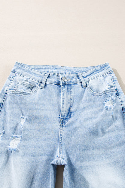 Light Wash Distressed Flare Jeans | Beau Blue