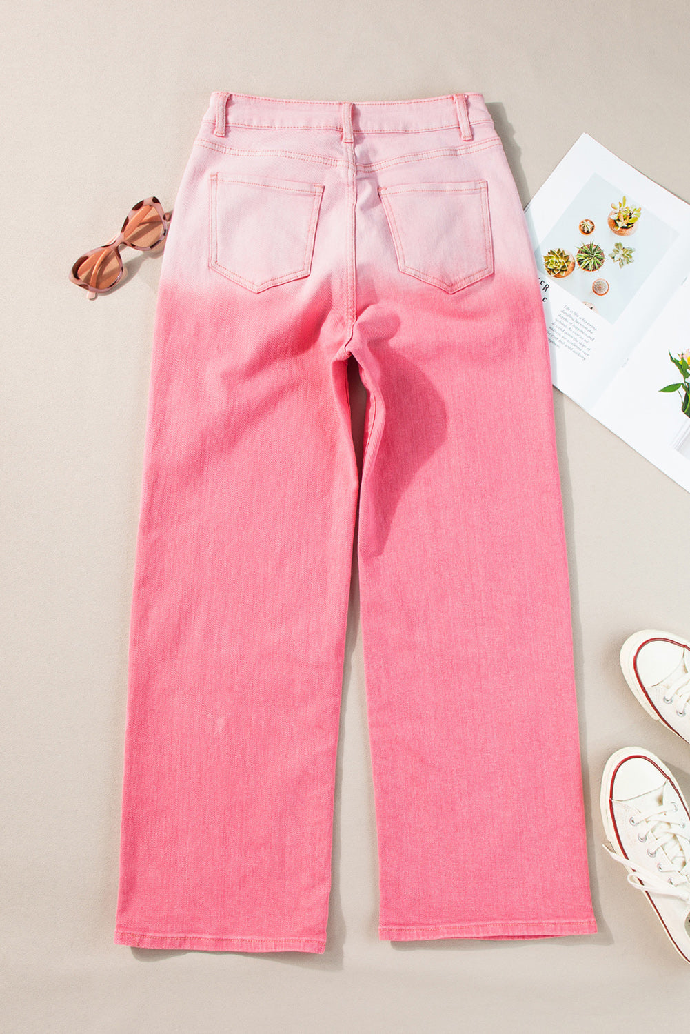 Scattering Rhinestone Gradient Denim Pants | Pink