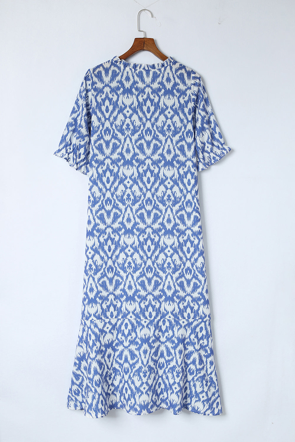 V Neck Casual Geometric Print Maxi Dress | Sky Blue