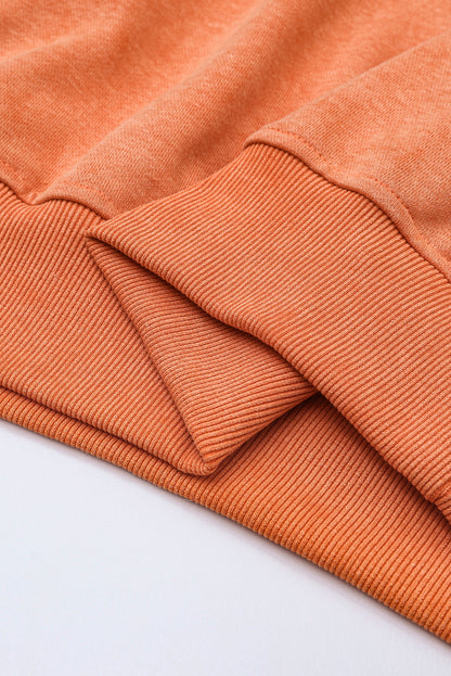 Drop Shoulder Crew Neck Pullover Sweatshirt | Orange