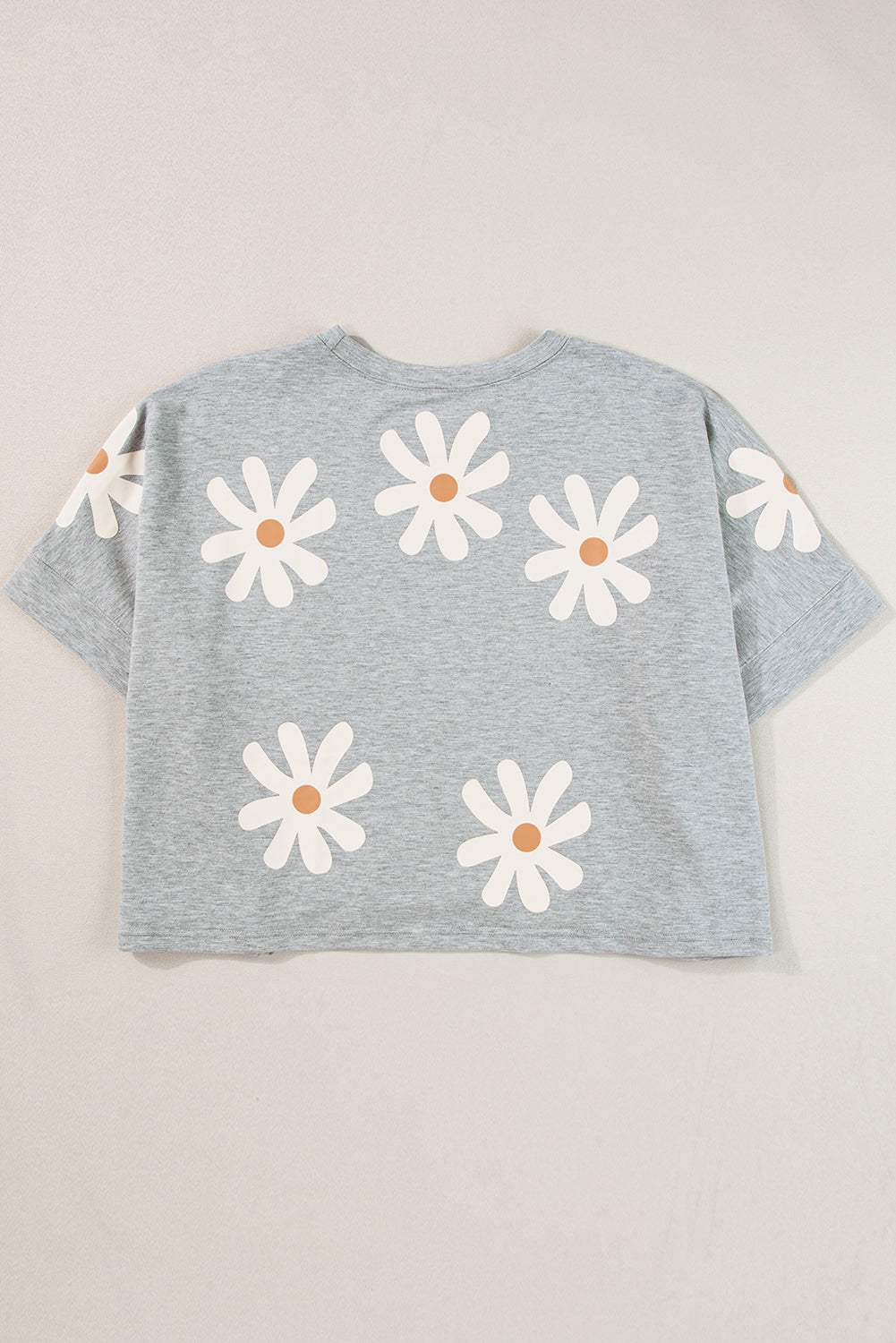 Daisy Flower Printed Casual T Shirt | Gray