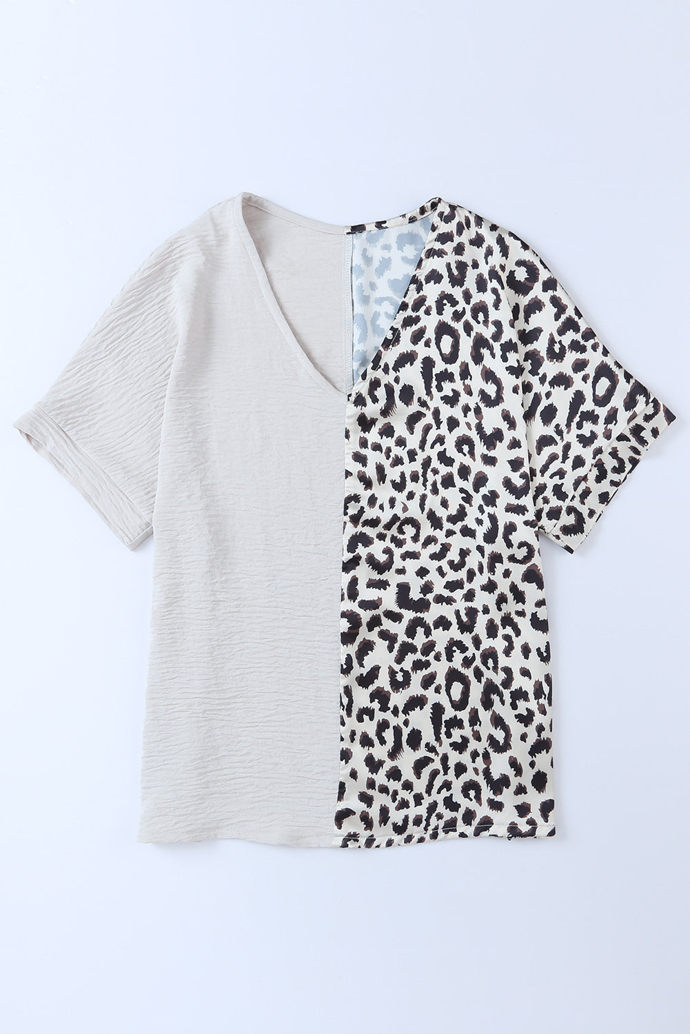 Contrast Leopard Colour Block Blouse | Khaki