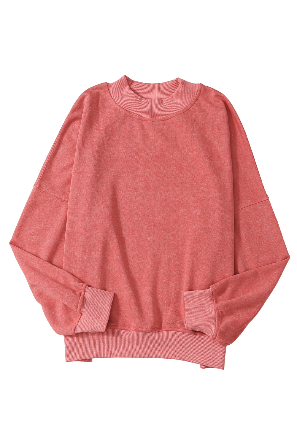 Drop Shoulder Crew Neck Pullover Sweatshirt | Red