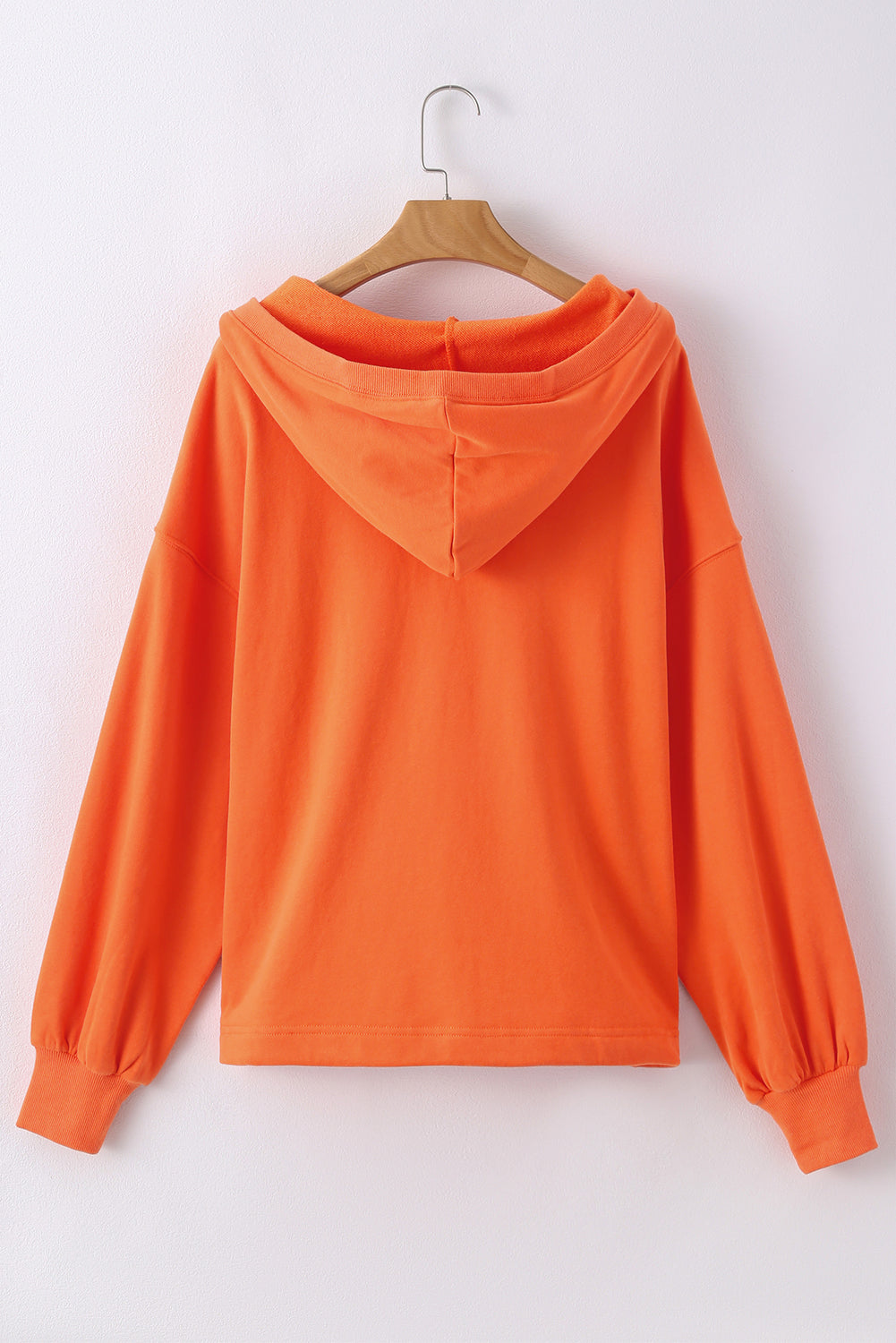 Solid Kangaroo Pocket Half Zipper Oversized Hoodie | Orange