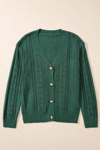 Open Knit Drop Shoulder Sweater Cardigan | Canton