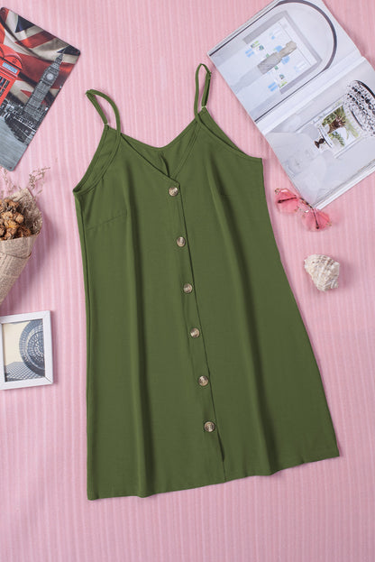 Buttoned Slip Dress | Green