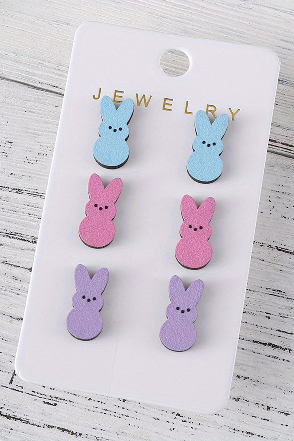 Easter Bunny Doll Wooden Earrings | White