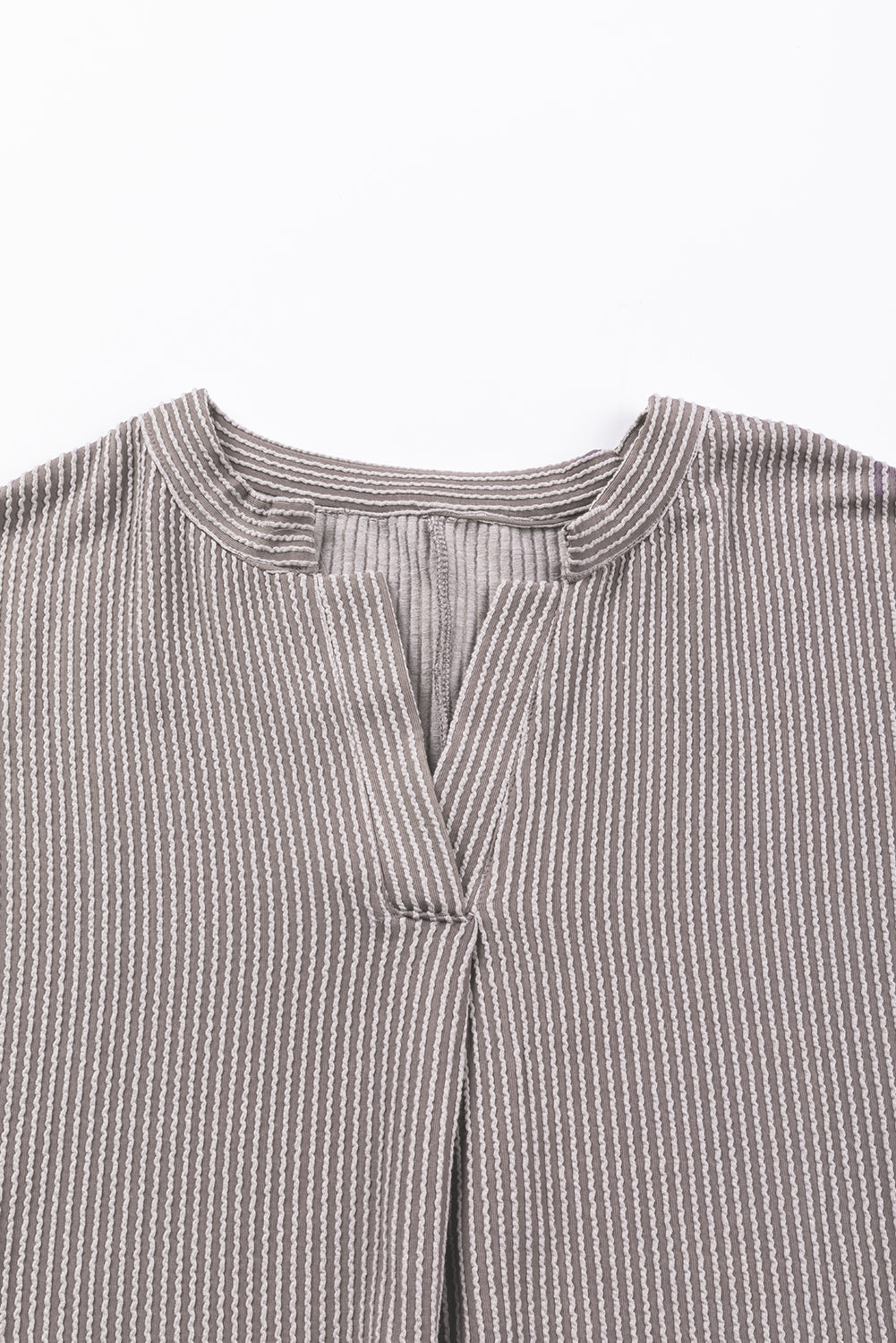 Ribbed Roll-Tab Sleeve Oversize Top | Philippine Gray