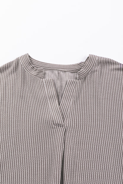 Ribbed Roll-Tab Sleeve Oversize Top | Philippine Gray