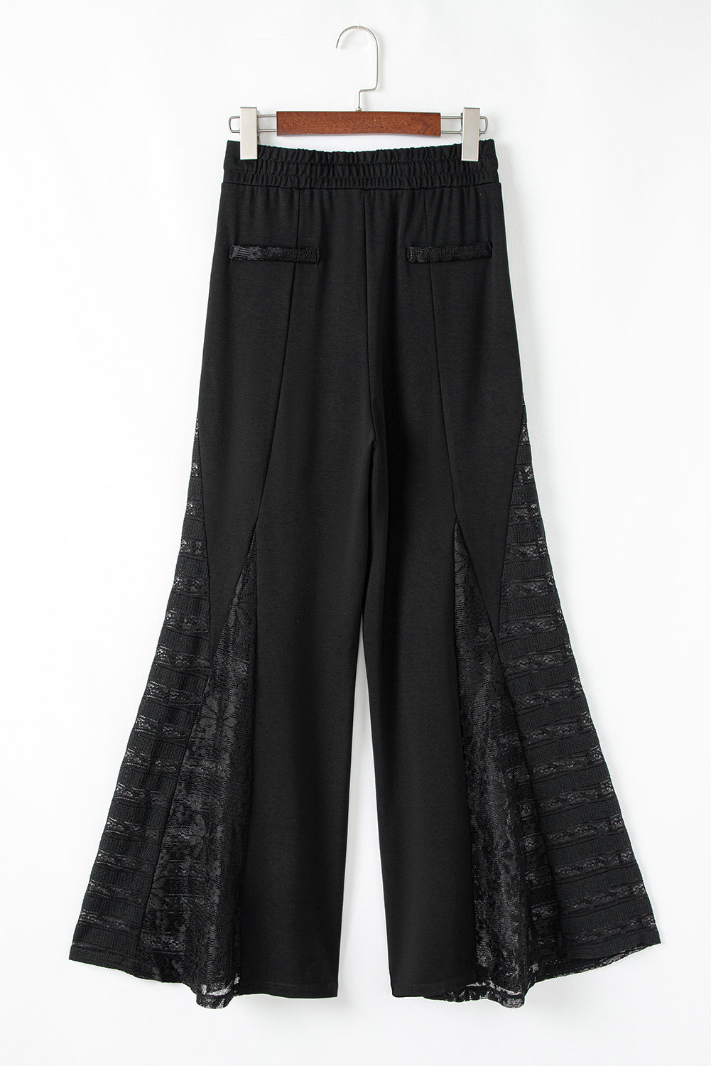 Boho Lace Patchwork Wide Leg High Waist Pants | Black