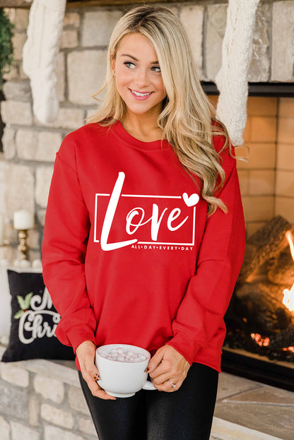 Fiery  Valentine'S Day Love Graphic Sweatshirt | Red