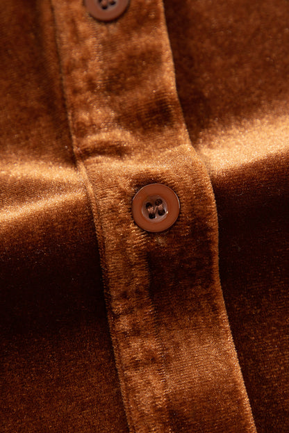 Chest Pocket Velvet Shirt | Chestnut