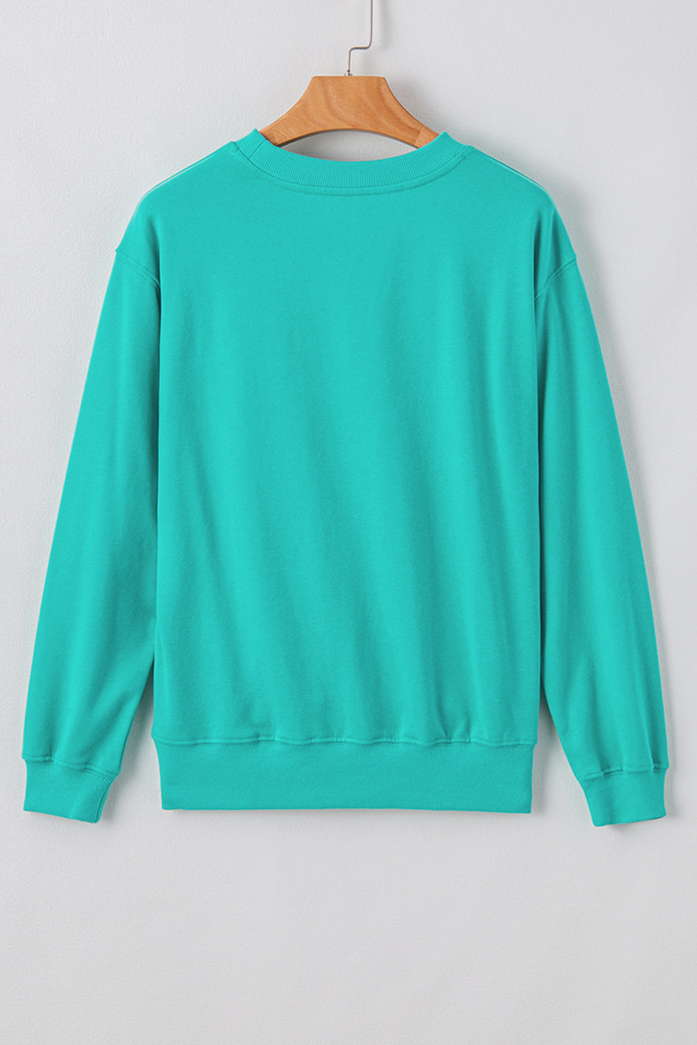 Plain Drop Shoulder Crewneck Pullover Sweatshirt | Aruba Blue