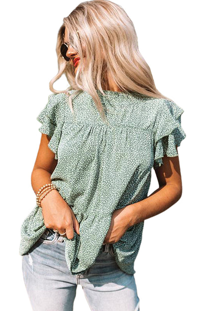 Cheetah Spotted Ruffle Top | Green