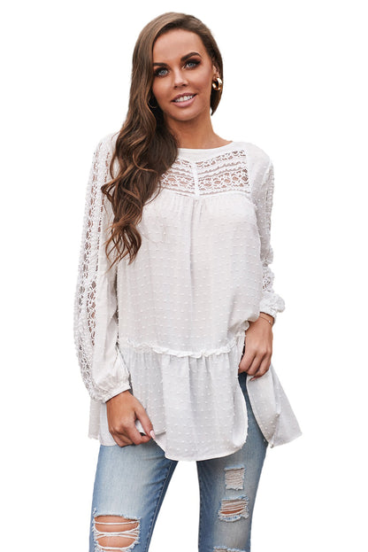 French Fling Lace Tunic Top | White