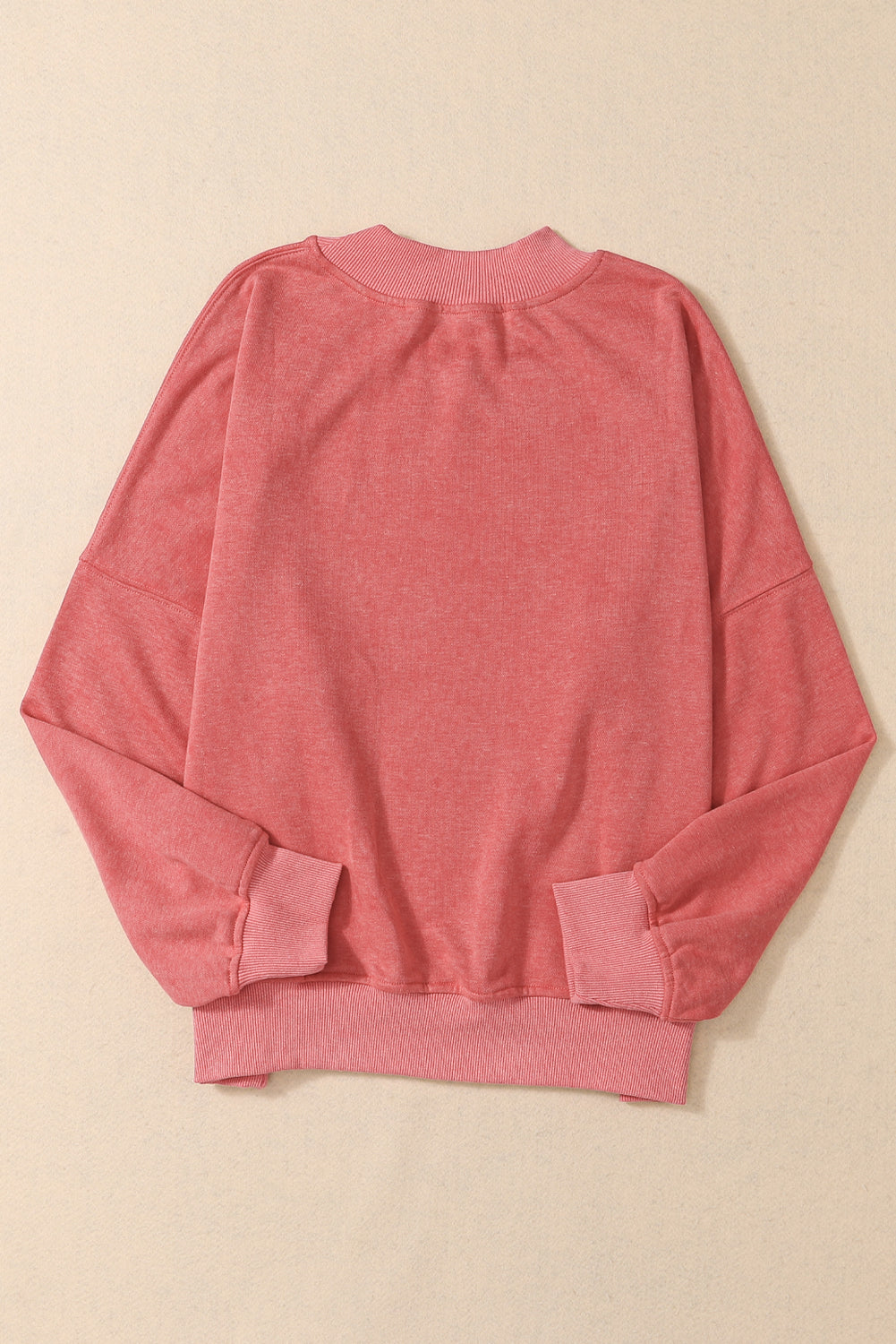 Drop Shoulder Crew Neck Pullover Sweatshirt | Red