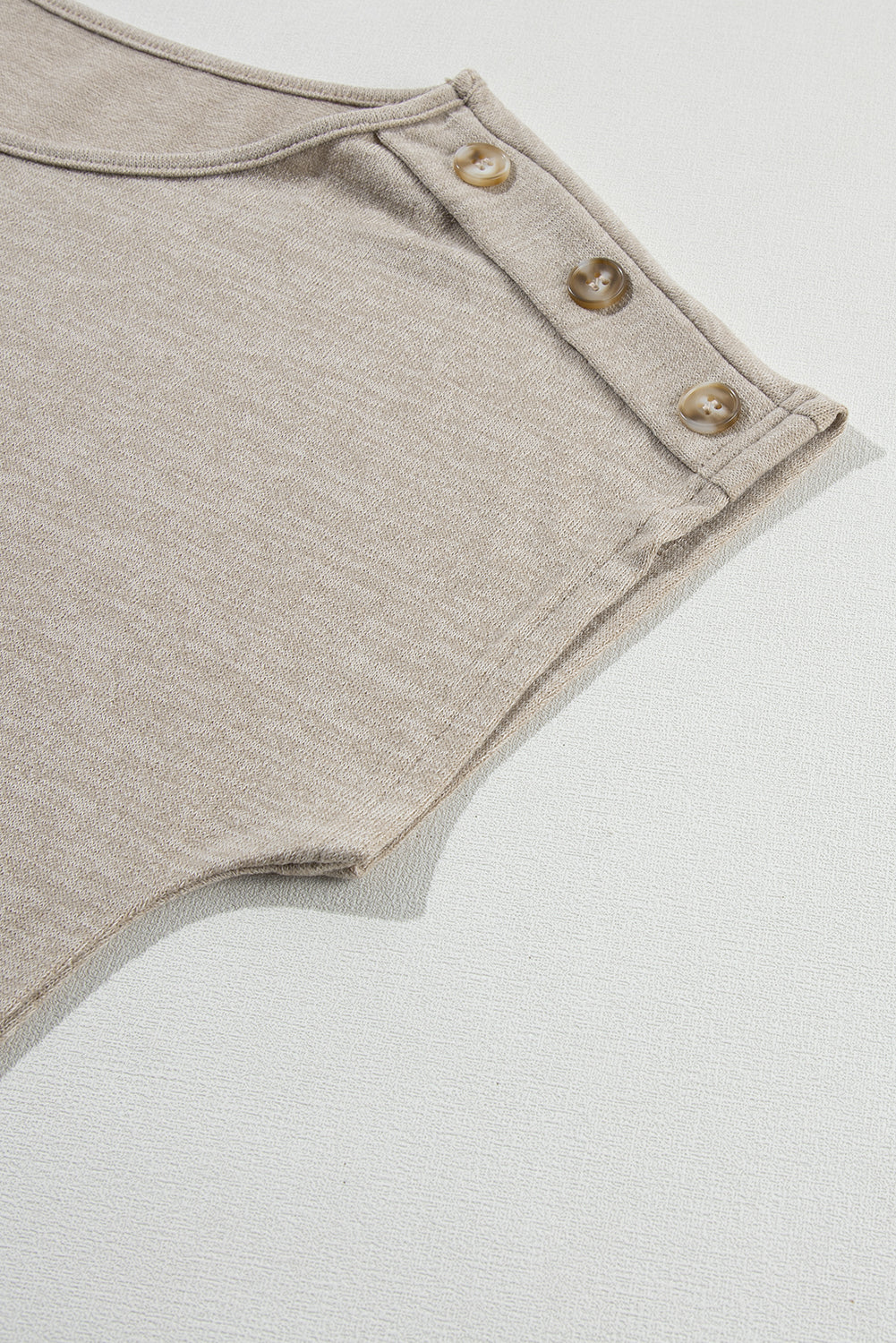 Button Detail Batwing Sleeve Casual Tee | Smoke Gray