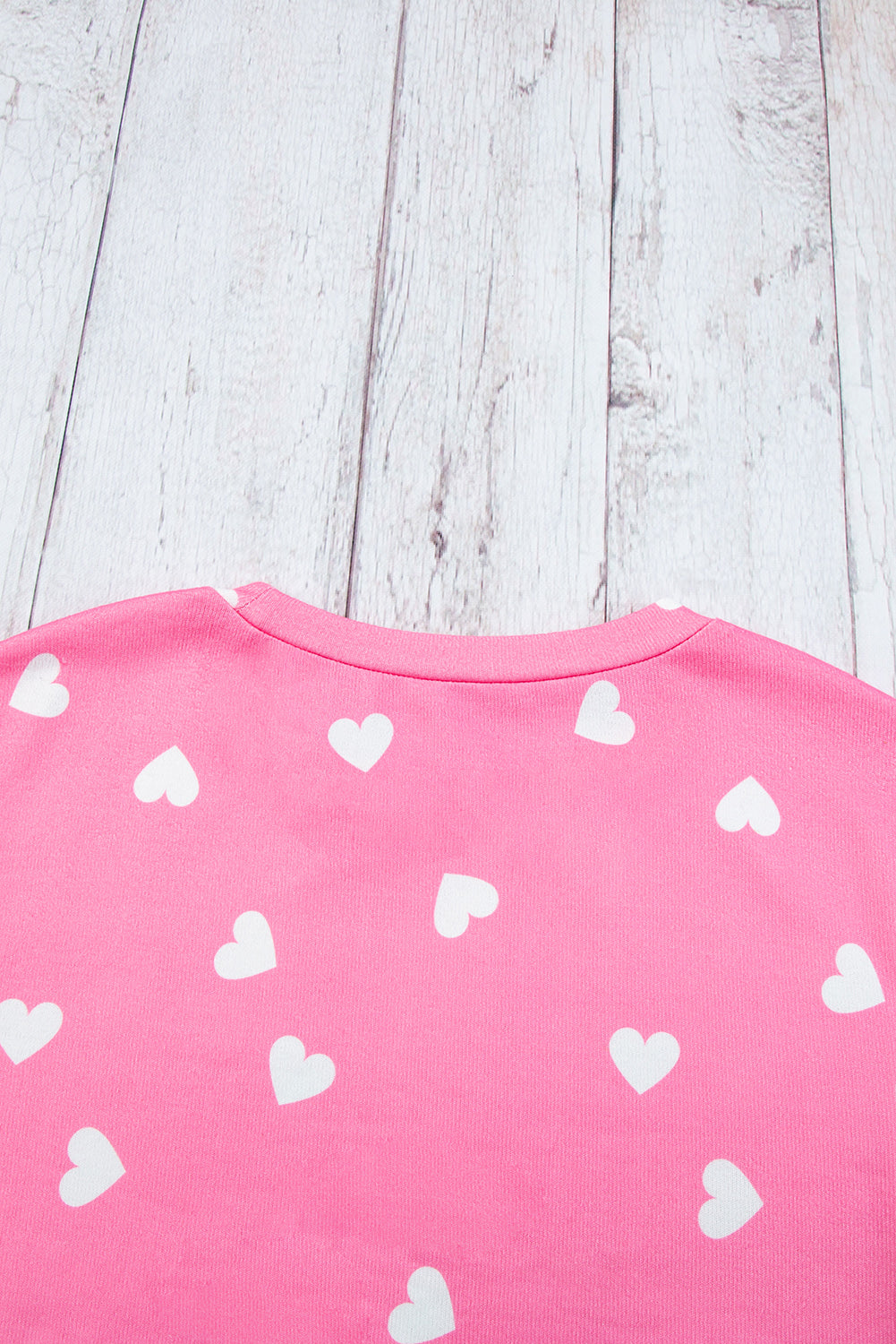 Valentine Heart Print Long Sleeve Tee And Shorts Lounge Set | Pink