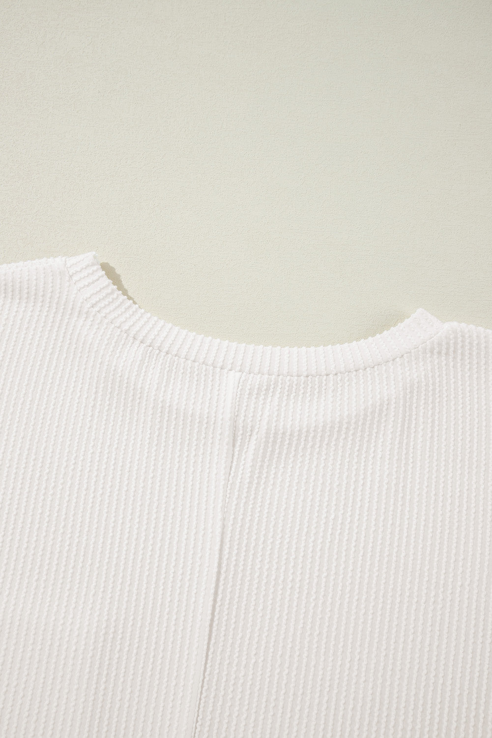 Plus Size Ribbed Textured Long Sleeve T Shirt | White