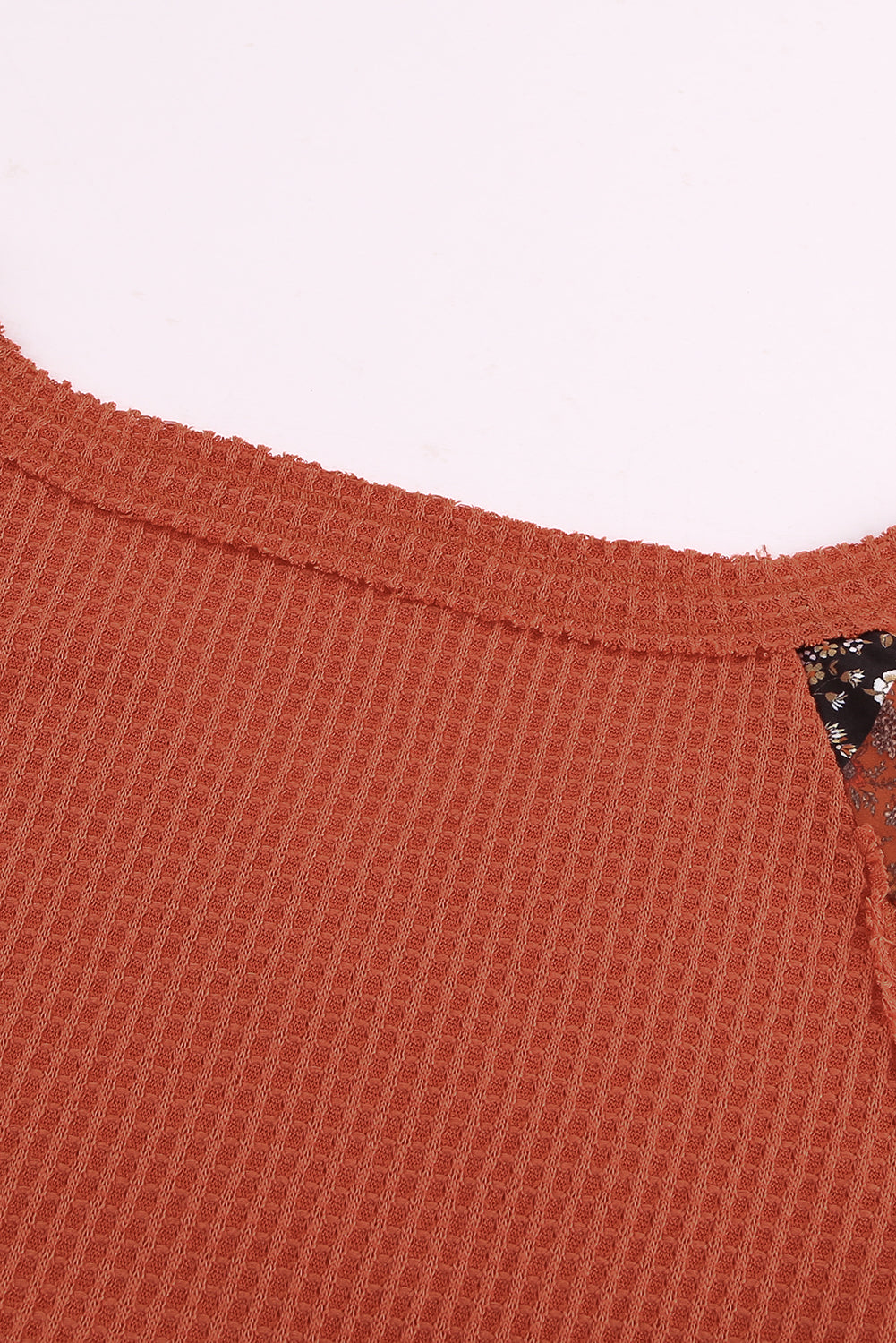 Contrast Eyelet Thermal Knit Top | Orange