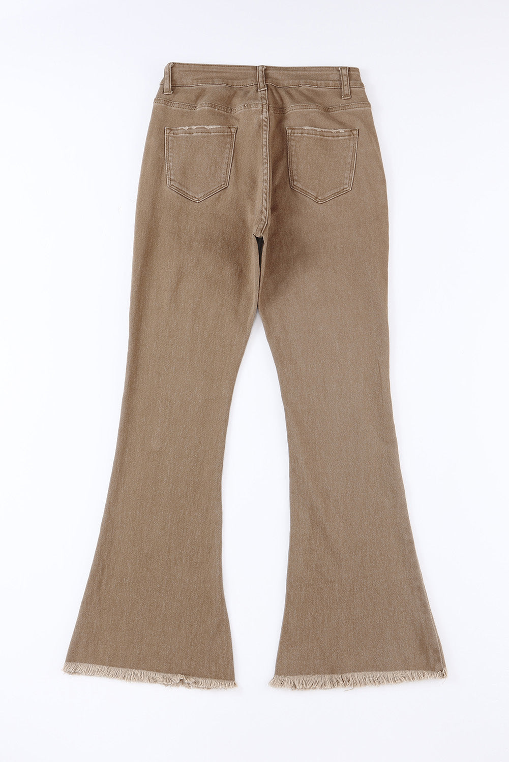 Raw Hem High Waist Flare Jeans | Khaki