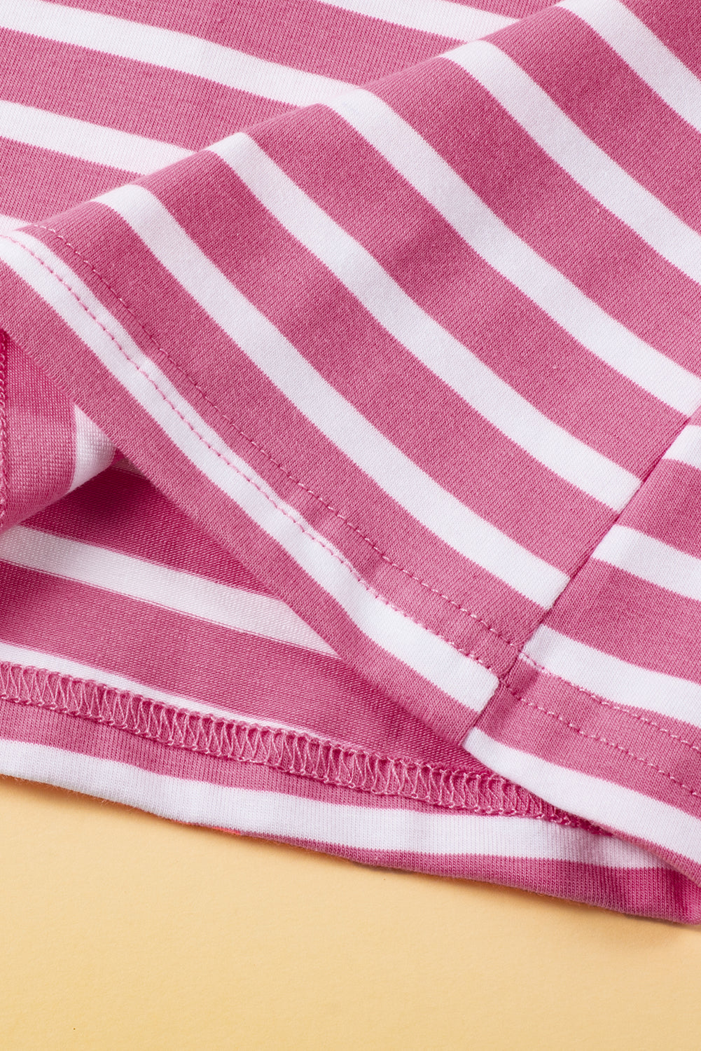 Butterfly Sleeve V Neck Hollowed Knot Back T Shirt | Pink Stripe