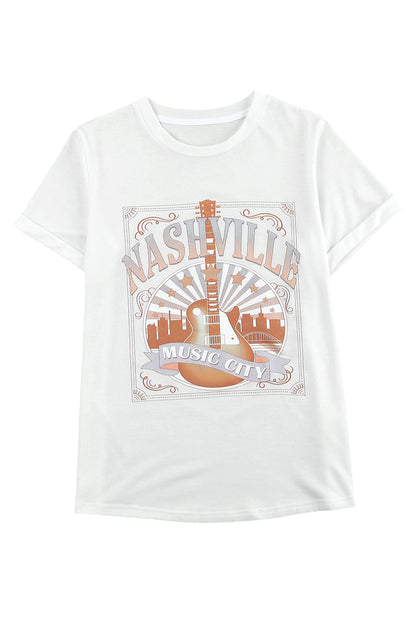 Music City Nashville Graphic T Shirt | White