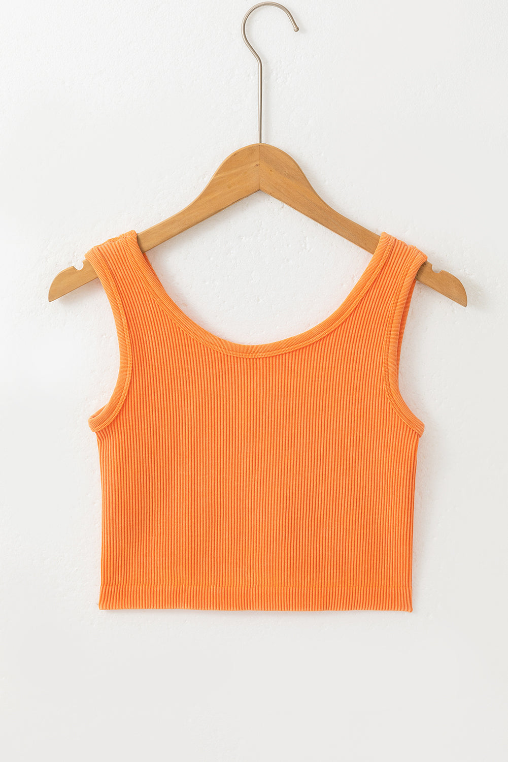 Ribbed Seamless Cropped Tank Top | Grapefruit Orange