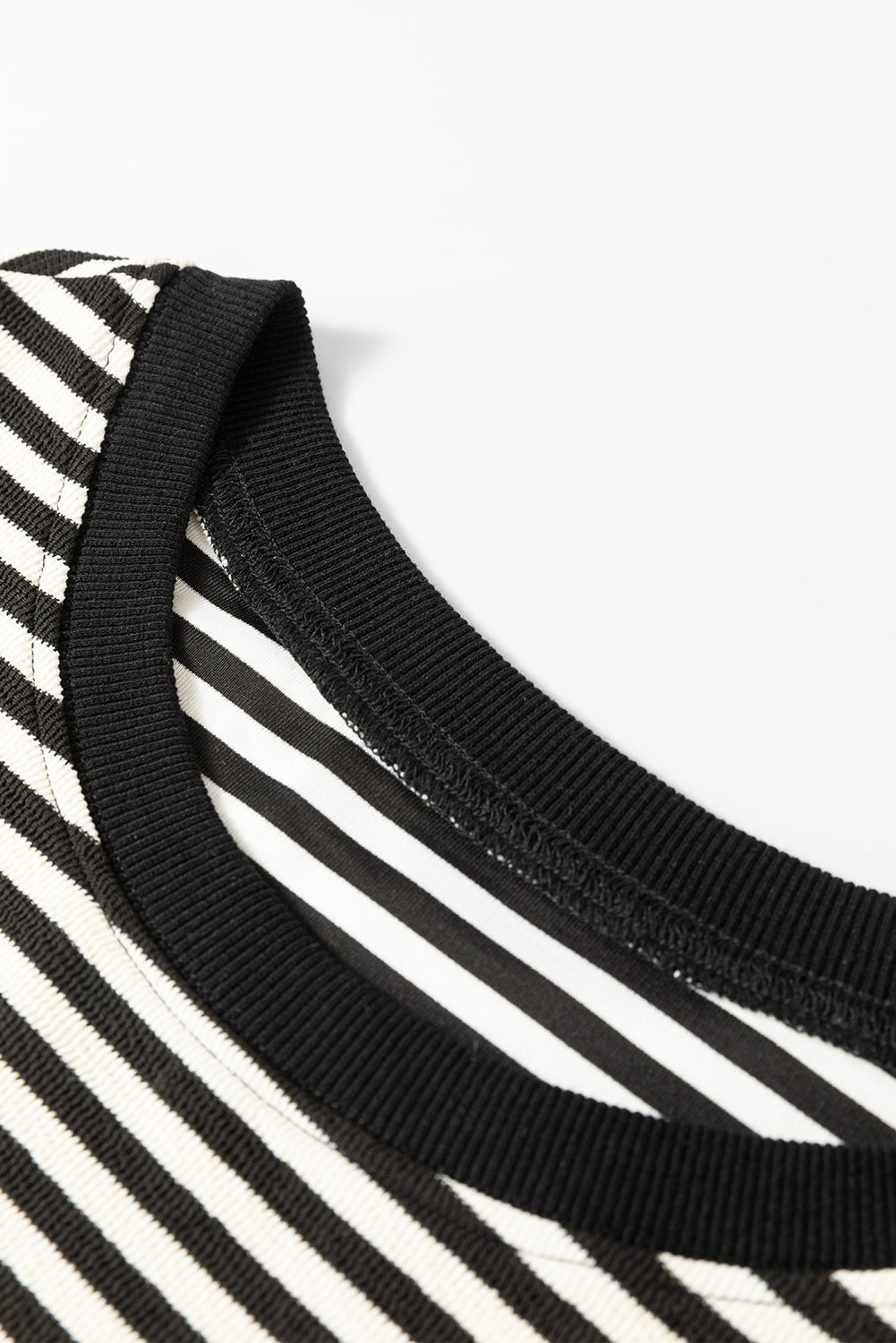 Loose Drop Shoulder Long Sleeve Top | Black Stripe