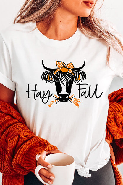 Hay Fall Cow Head Graphic Tee | White