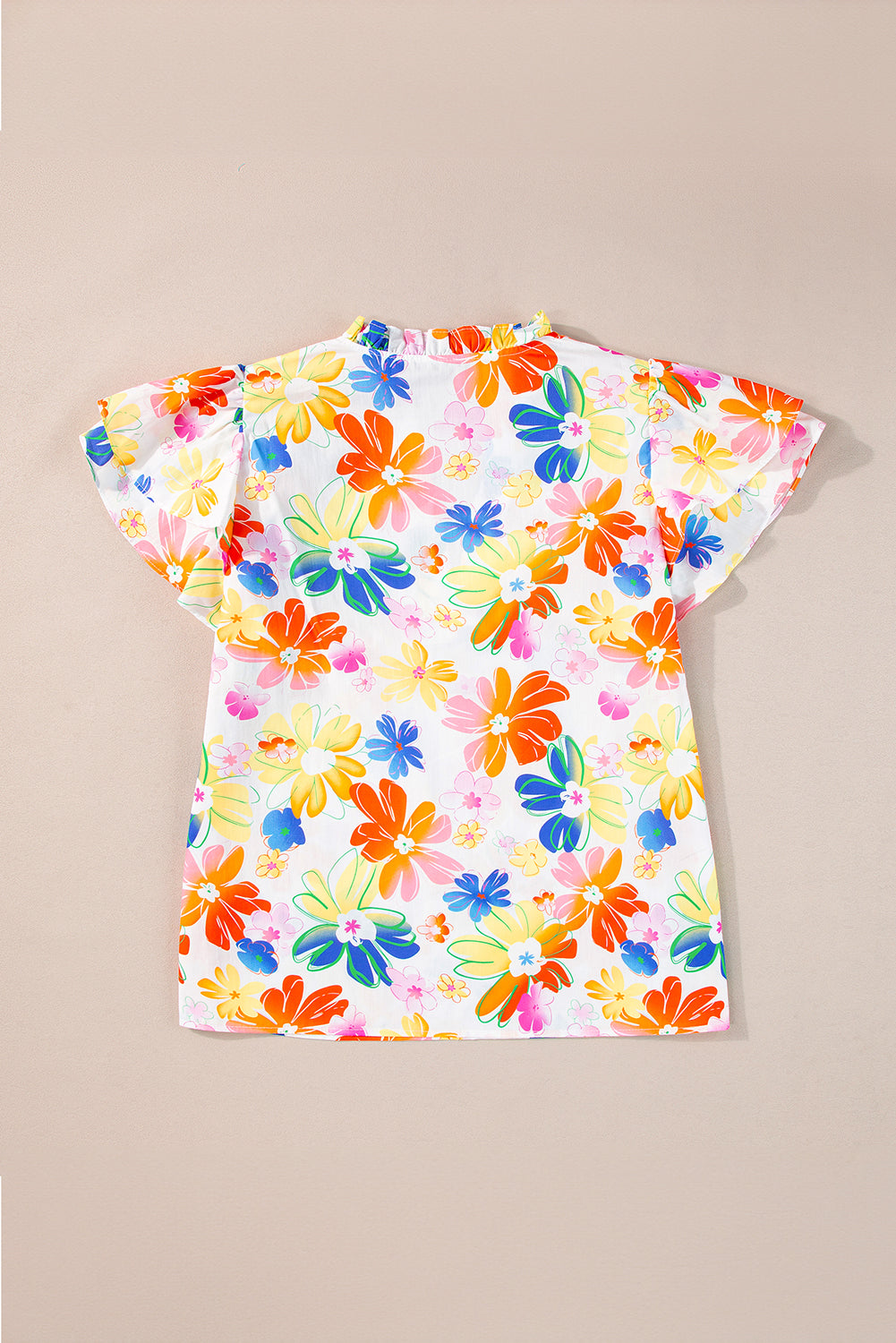 Floral Bouquet Flutter Top | White