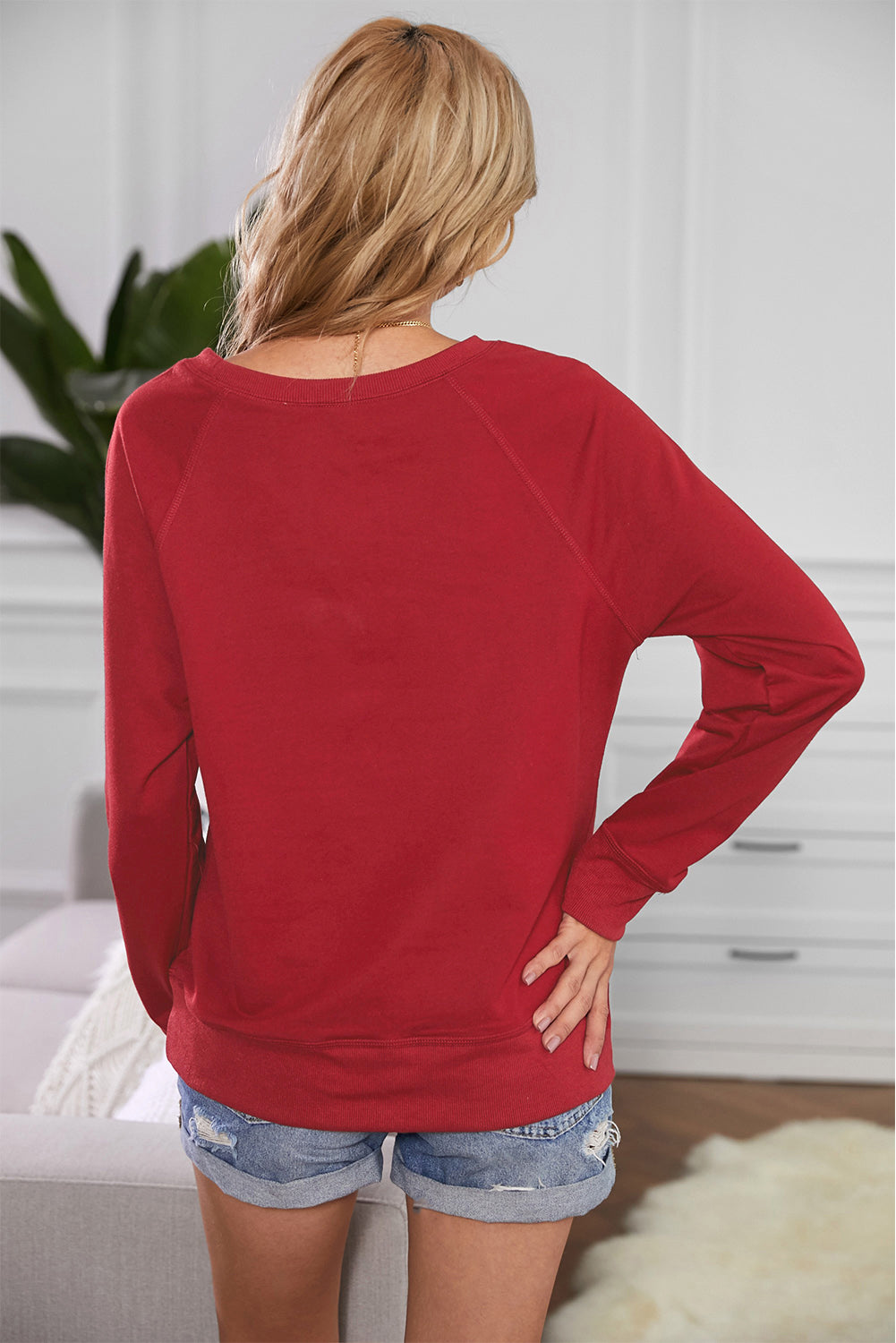 Fiery  Baseball Mom French Terry Cotton Blend Sweatshirt | Red