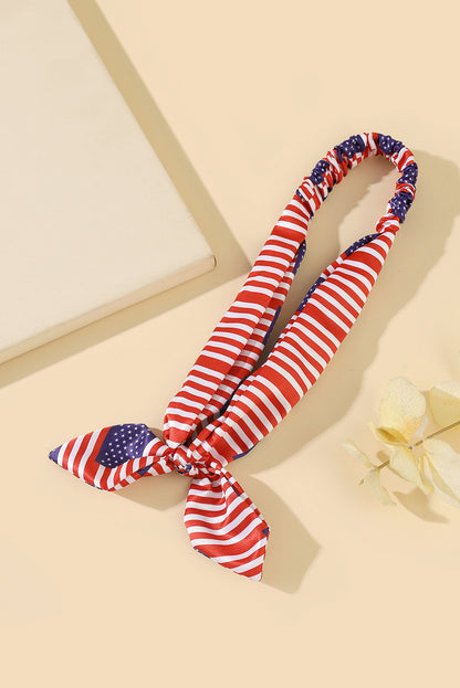 American Flag Bowknot Elastic Headband | Fiery Red