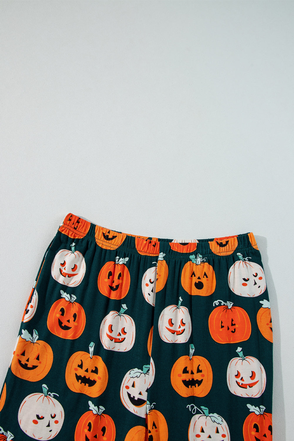 Halloween Pattern Short Sleeve Shirt Pajama Set | Orange