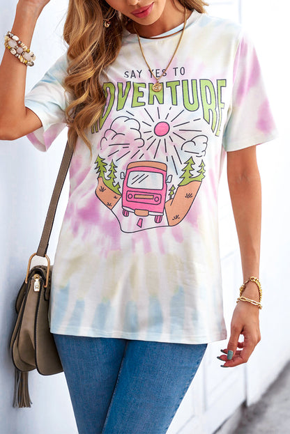 Say Yes To Adventure Tie-Dye Print Tee | White