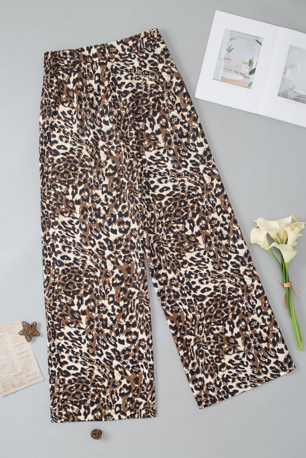 High Waist Wide Leg Pants | Leopard